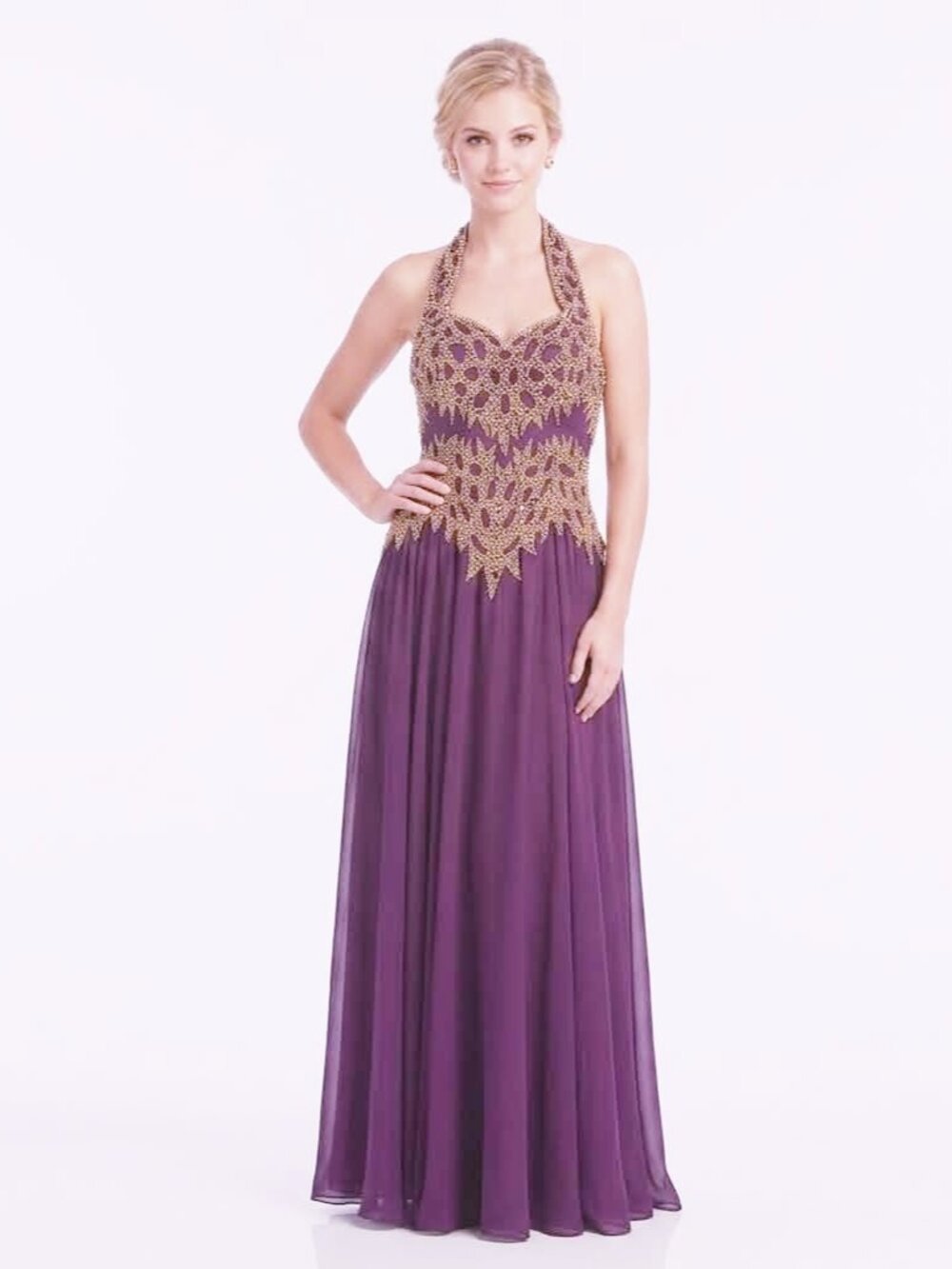NWT Halter Beaded Bodice Gown Sz 4/6